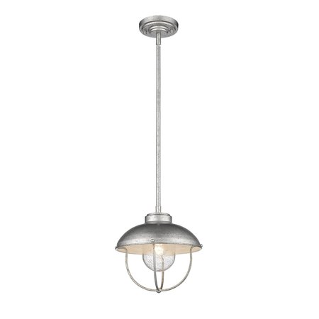 Z-LITE Ansel 1 Light Outdoor Pendant, Galvanized & Galvanized 590P-GV